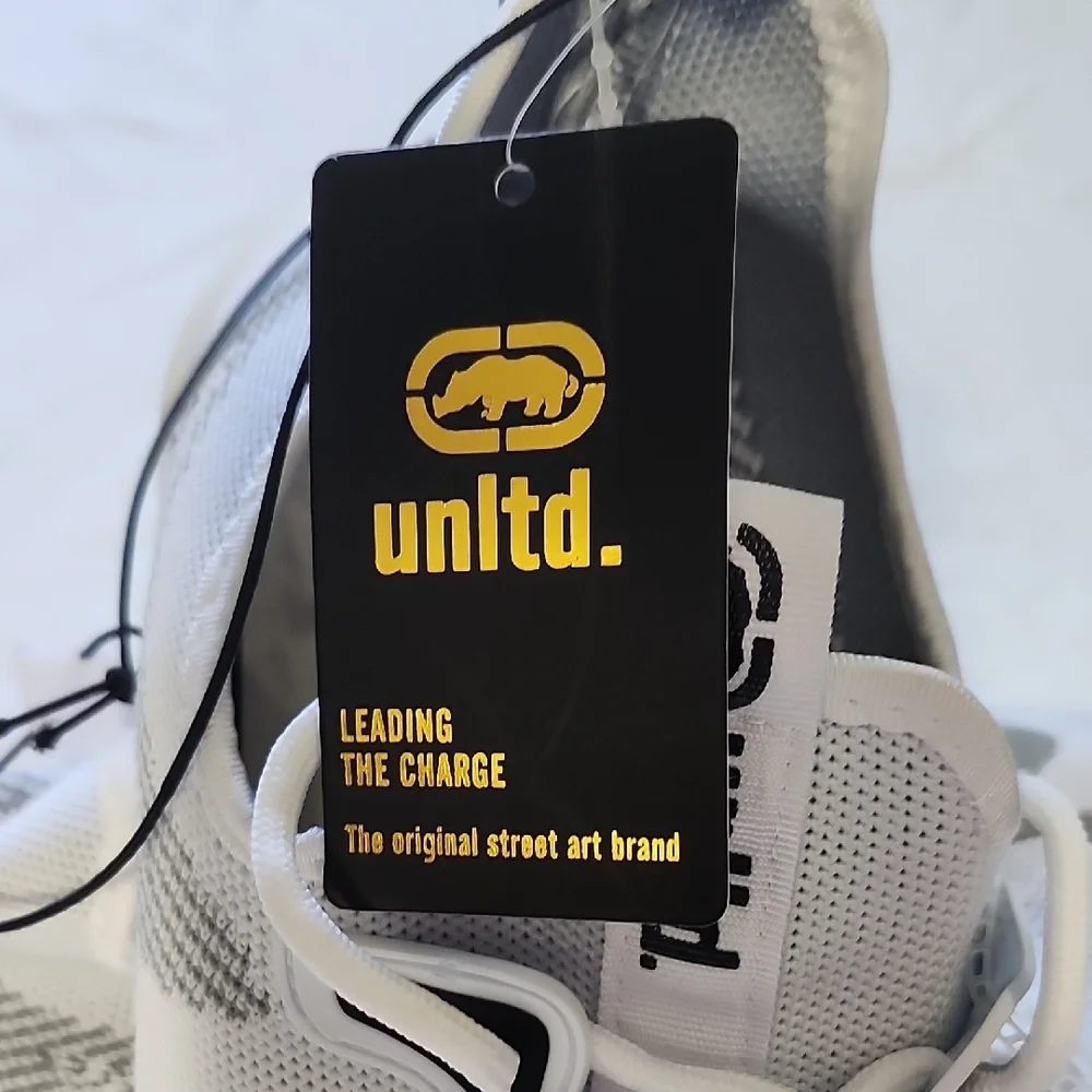 Ecko Unltd White and Gray men's knit athletic sneakers - Picture 2 of 8